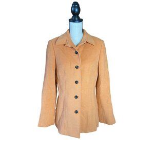 Vintage Carlisle Womens Wool Angora Blazer Pea Coat Size 6 Peach Career Preppy
